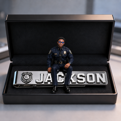 Custom Photo Police Officer Tie Clip - Personalized Stainless Steel Tie Clip With Custom Name
