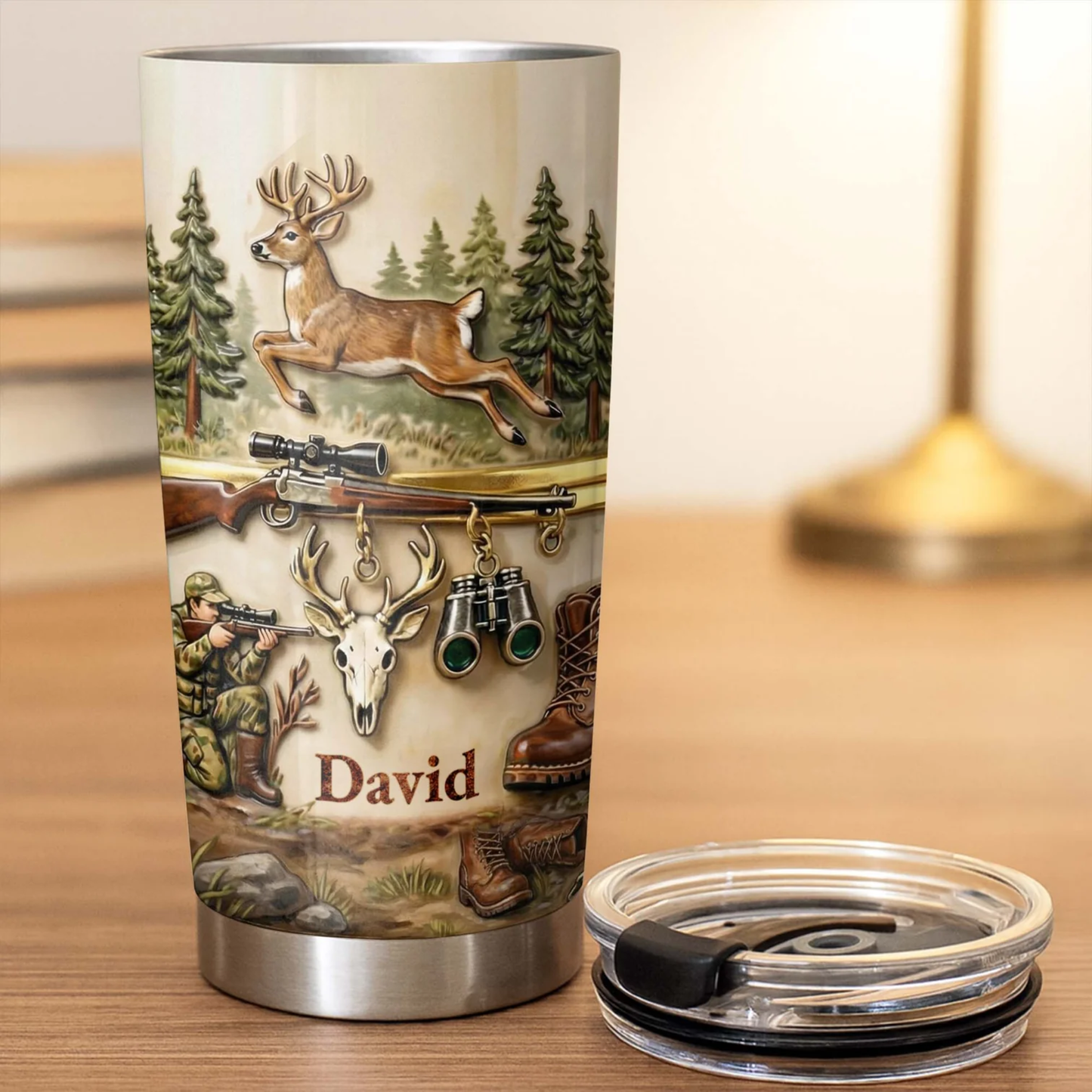 Hunter At Heart, Personalized Tumbler 20oz, Gift For Hunting Lovers