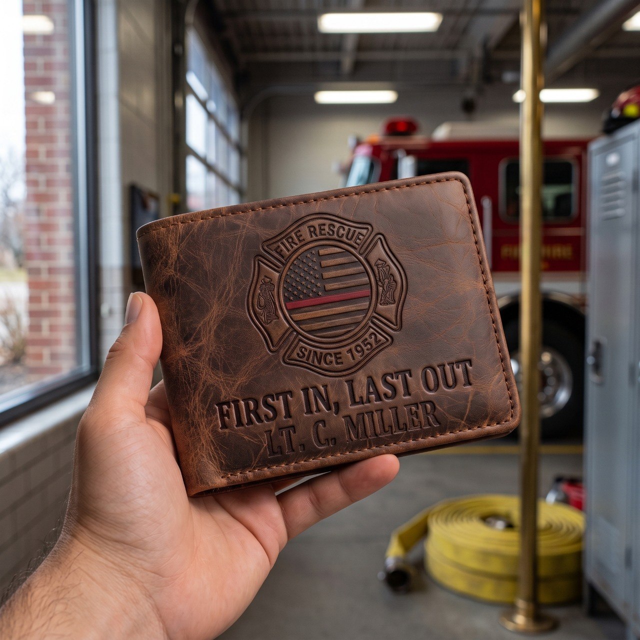 Legend Of The Flame - Personalized Firefighter Leather Wallet