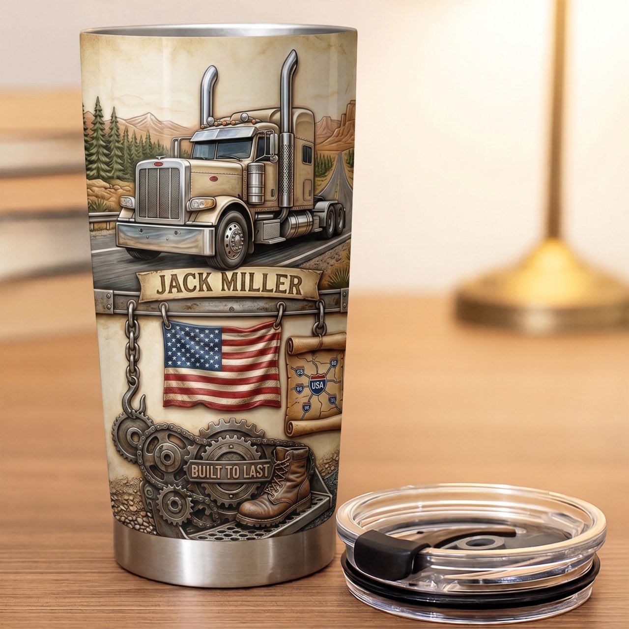 Legend Of The Open Road, Personalized Trucker Tumbler 20oz, Custom Name Gift For Truck Drivers