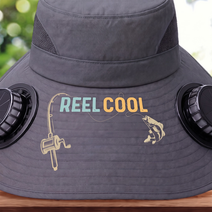 Custom Hat With Fans Solar Power - Personalized Birthday Fishing Gifts For Fisherman, Dad, Grandpa - Reel Cool Grandpa