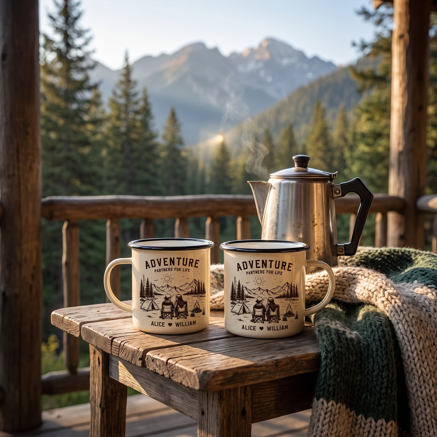 Adventure Partners For Life Couple Gift - Personalized Enamel Mug