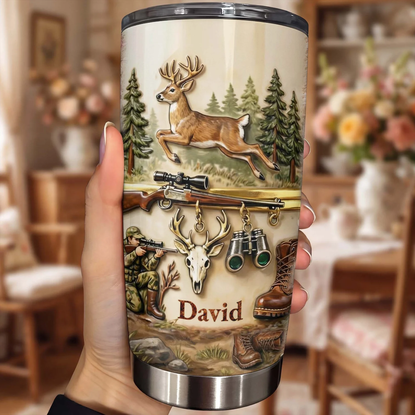 Hunter At Heart, Personalized Tumbler 20oz, Gift For Hunting Lovers