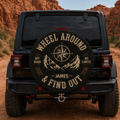 Personalized Off-Road Adventure Spare Tire Cover – Custom Name Overlanding Tire Cover for Jeep, SUV & RV