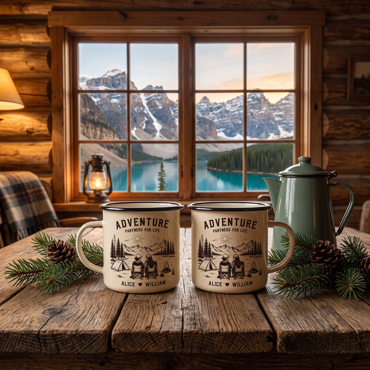 Adventure Partners For Life Couple Gift - Personalized Enamel Mug