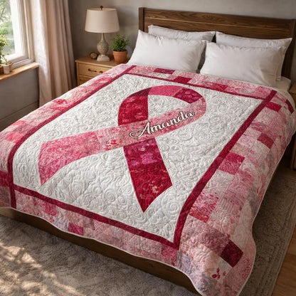 Personalized Breast Cancer Awareness Quilt – A Heartfelt Gift for Mom