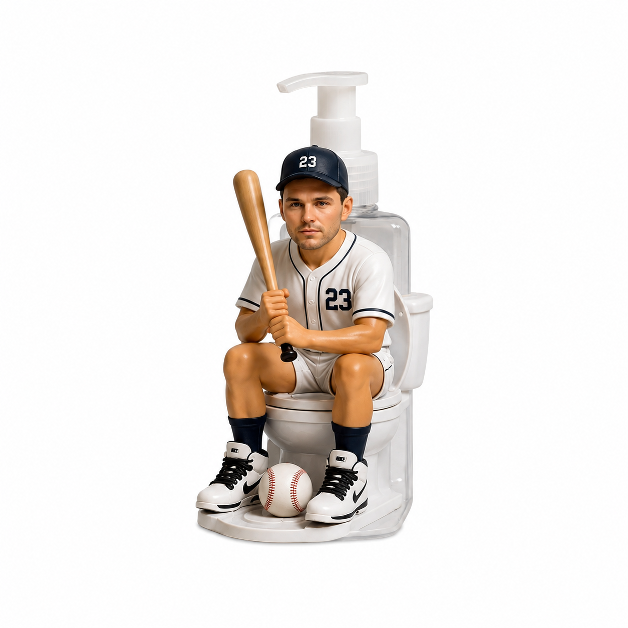 Personalized Baseball Player Pump Dispenser, Custom Name & Number Soap Dispenser, Funny Baseball Bathroom Decor Gift