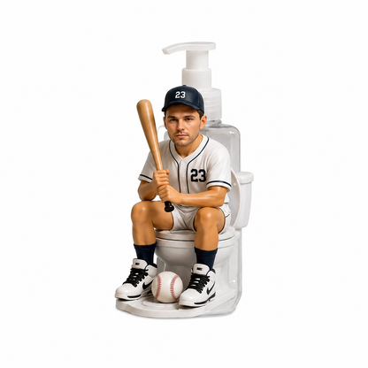 Personalized Baseball Player Pump Dispenser, Custom Name & Number Soap Dispenser, Funny Baseball Bathroom Decor Gift