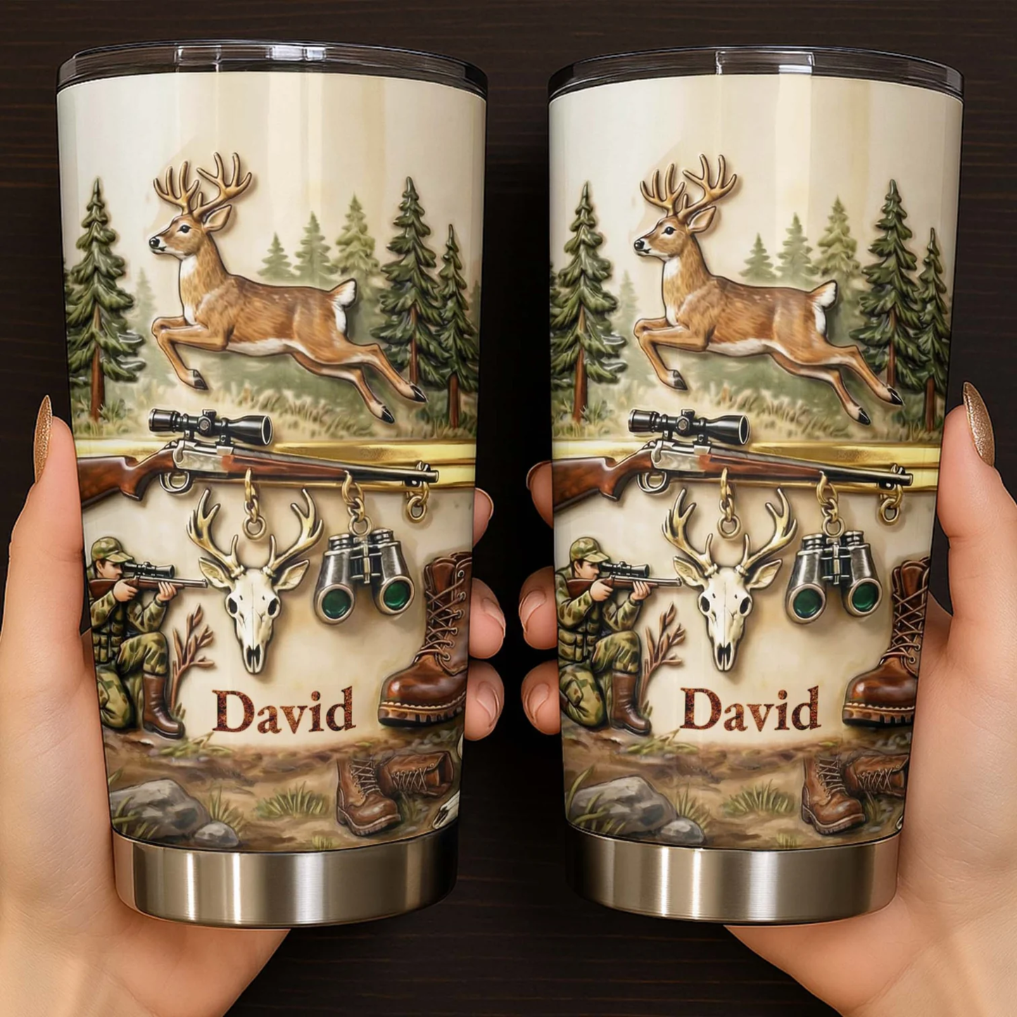 Hunter At Heart, Personalized Tumbler 20oz, Gift For Hunting Lovers