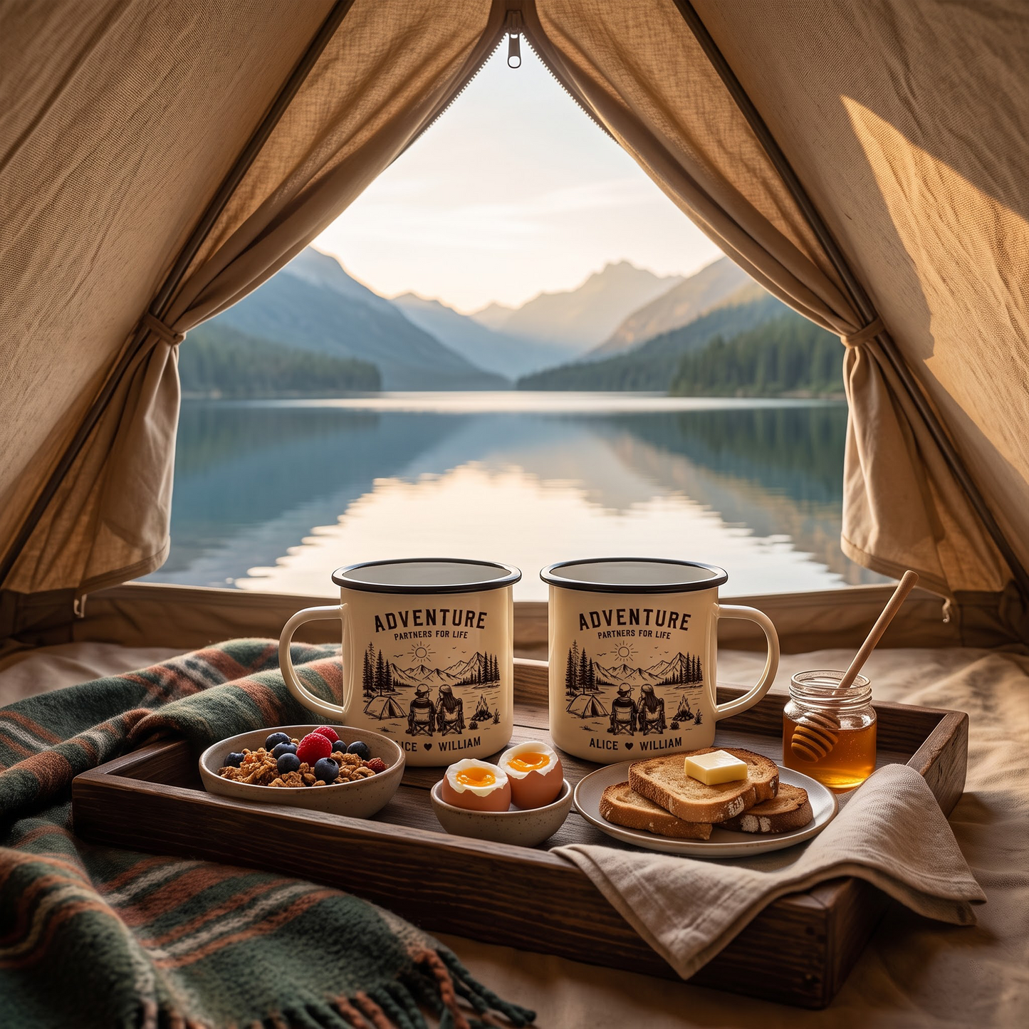 Adventure Partners For Life Couple Gift - Personalized Enamel Mug