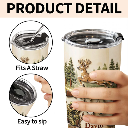 Hunter At Heart, Personalized Tumbler 20oz, Gift For Hunting Lovers
