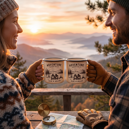 Adventure Partners For Life Couple Gift - Personalized Enamel Mug