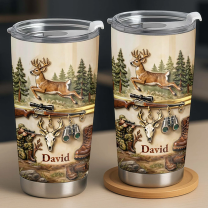 Hunter At Heart, Personalized Tumbler 20oz, Gift For Hunting Lovers