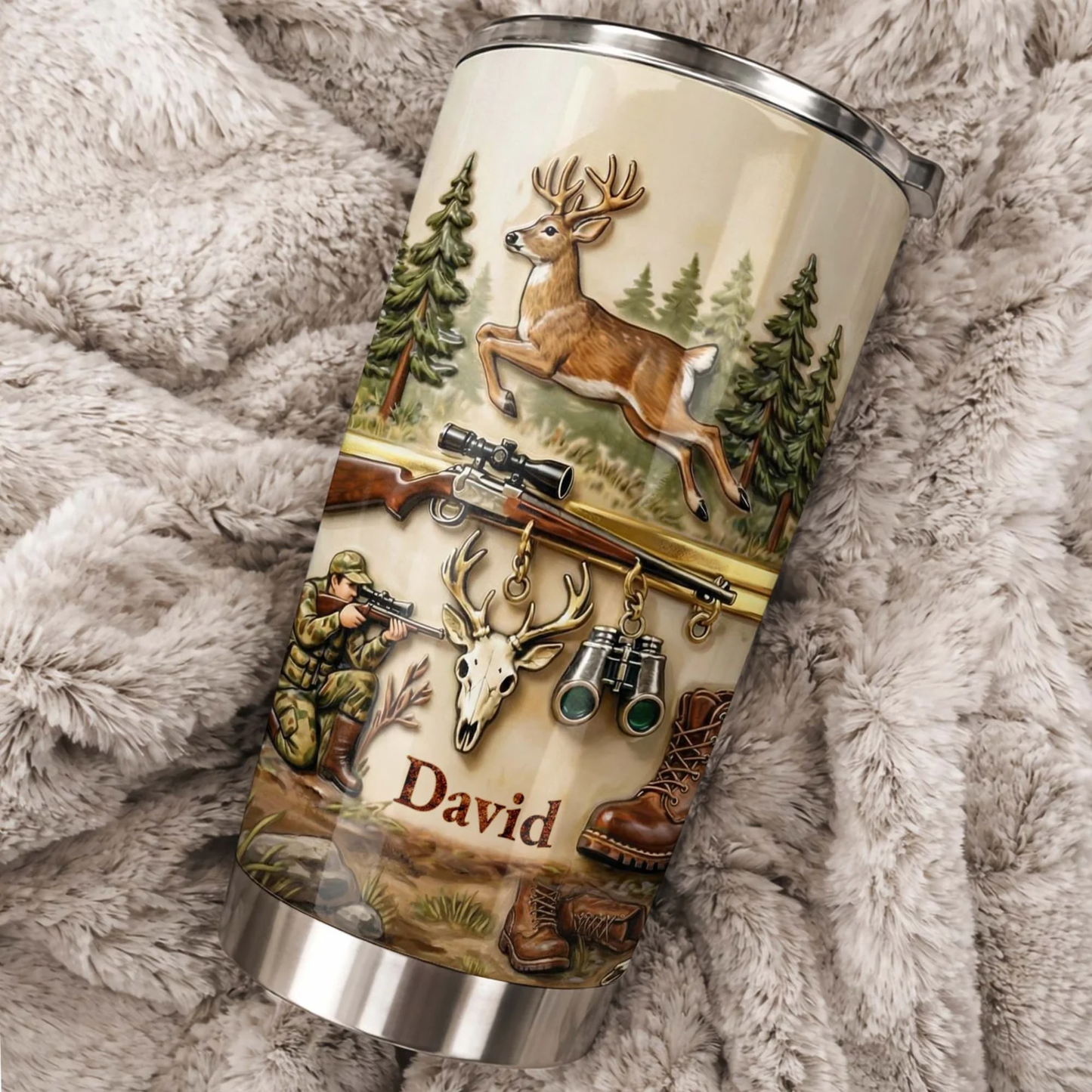 Hunter At Heart, Personalized Tumbler 20oz, Gift For Hunting Lovers