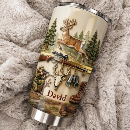 Hunter At Heart, Personalized Tumbler 20oz, Gift For Hunting Lovers
