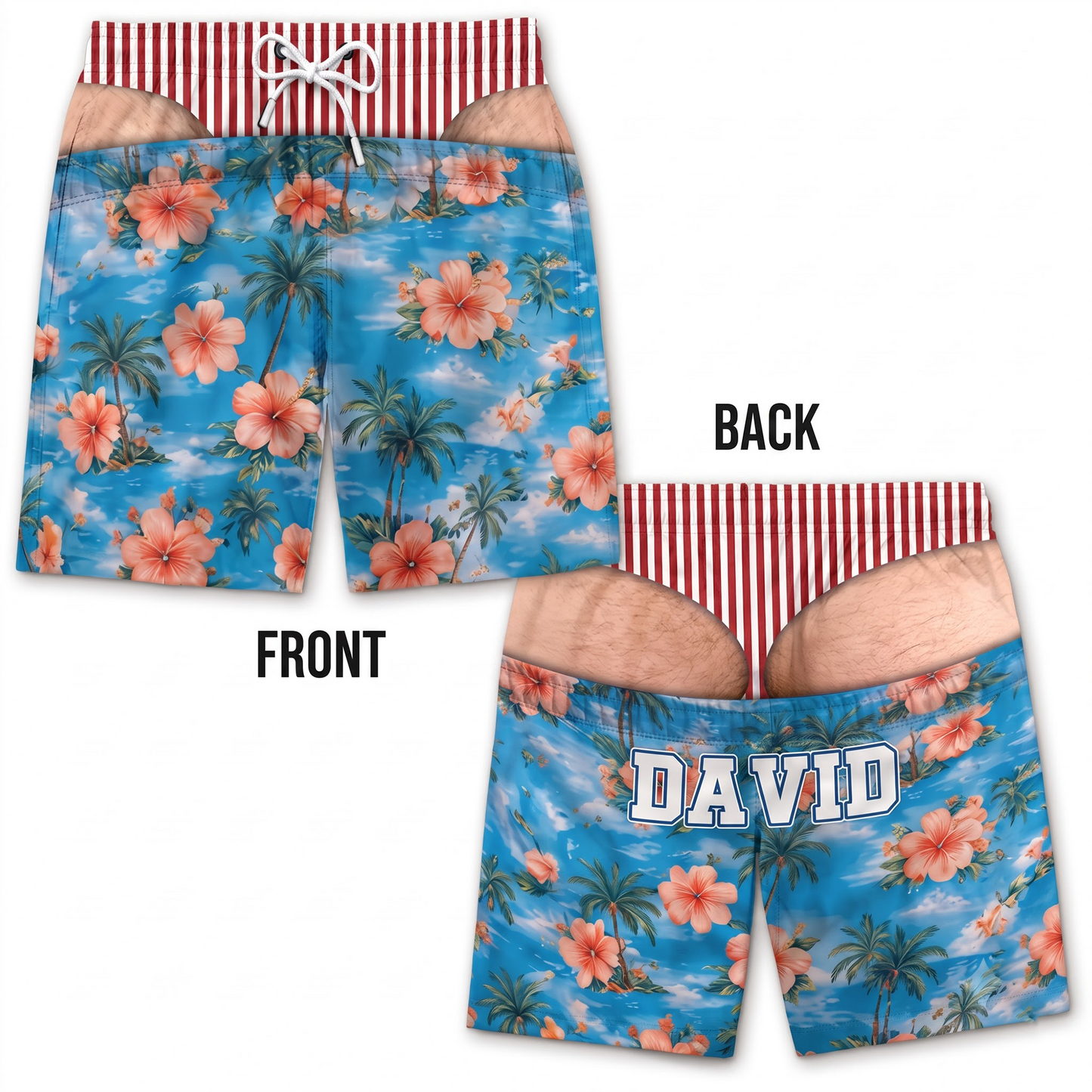 Custom Name Funny Men's Swim Trunks, Novelty Beach Shorts, Patriotic Summer Vacation Swimwear, Prank Gift for Men