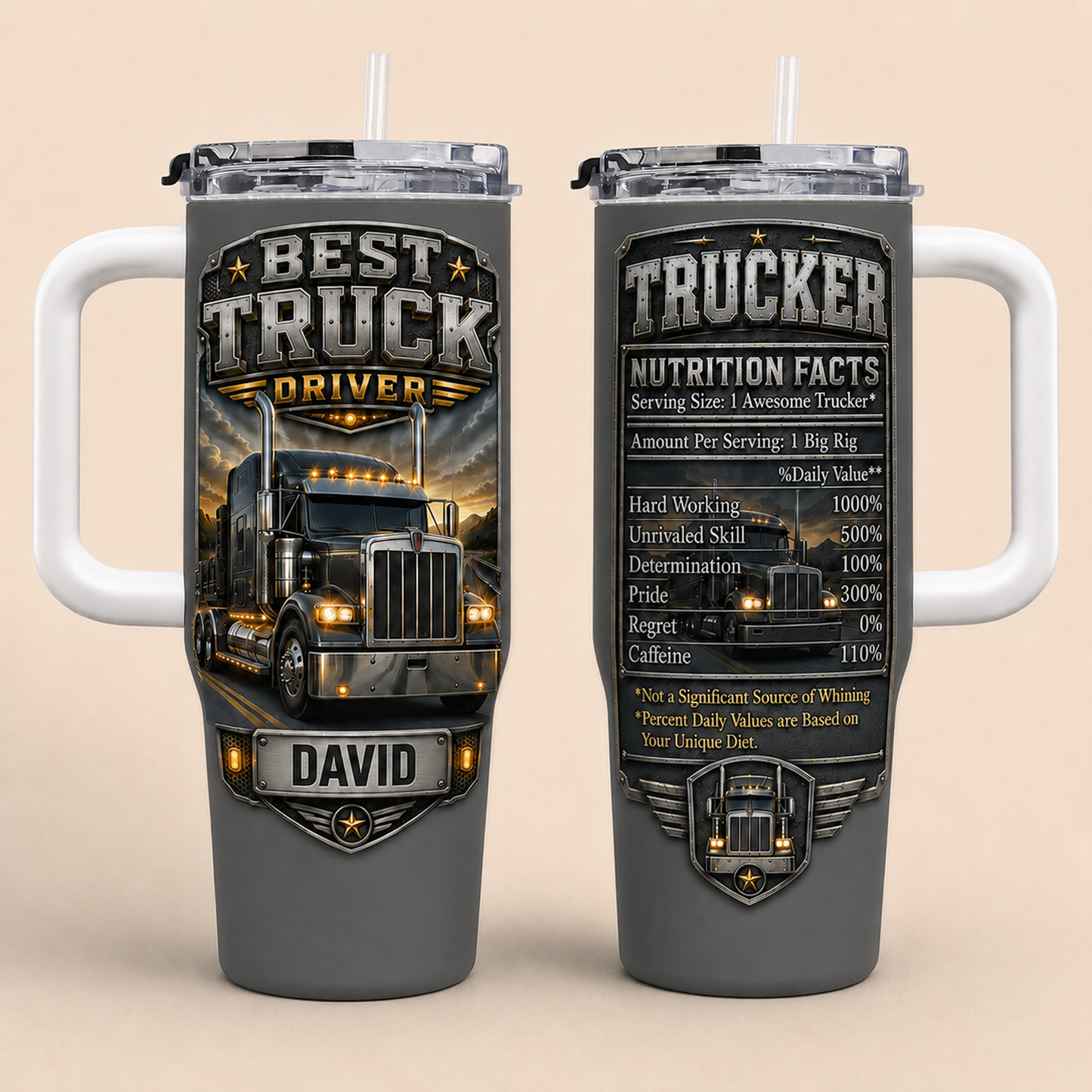 Best Truck Driver, Personalized 40oz Tumbler With Straw, Gift For Truck Drivers