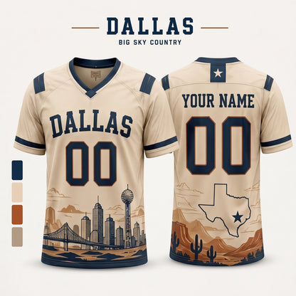 Personalized City State Football Jersey – Custom Name & Number All-Over Print Hybrid Mesh Jersey