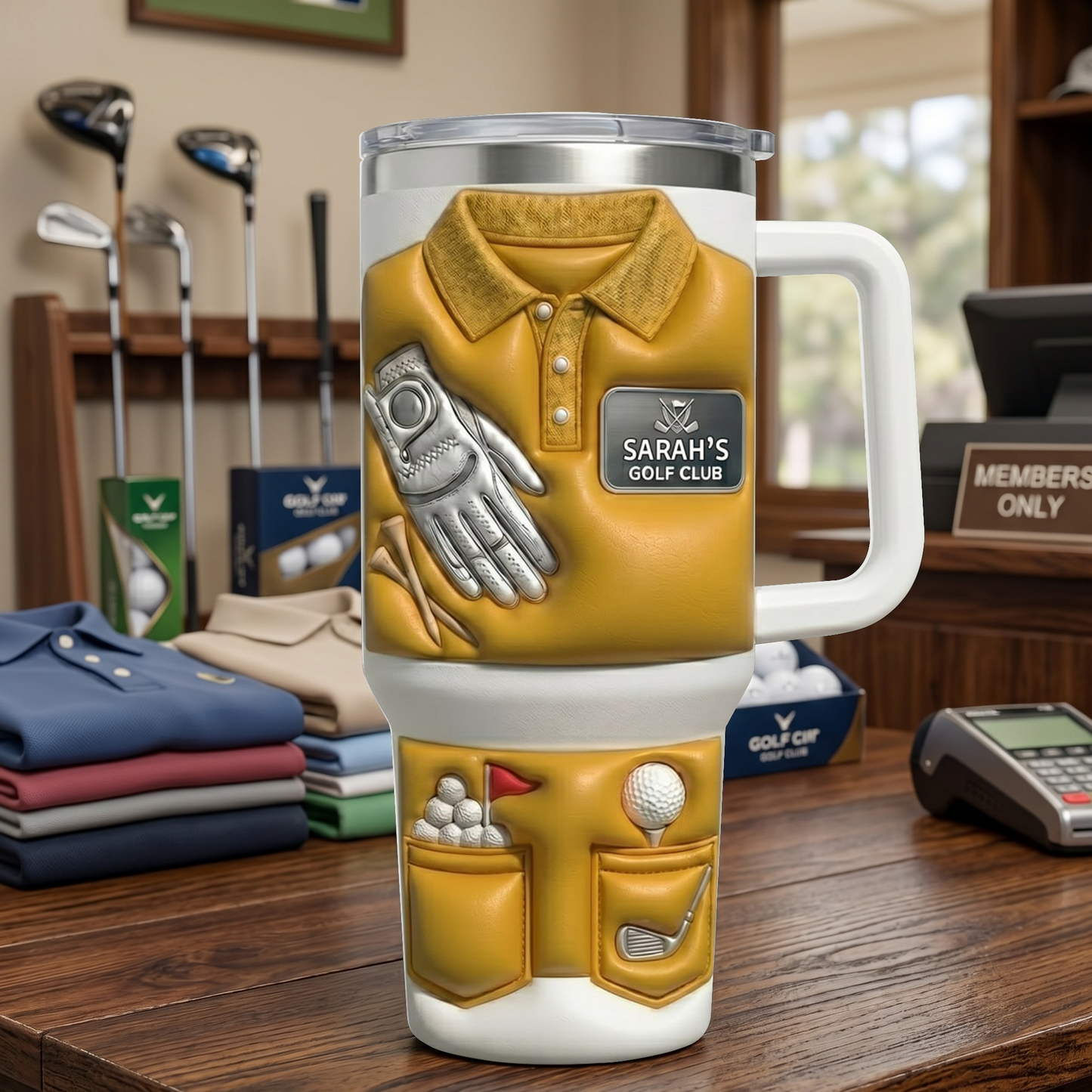 Capture The Spirit Of Golfing, Polo Shirt & Glove, 40oz Tumbler With Handle, Personalized Gift For Golfers And Golf Lovers