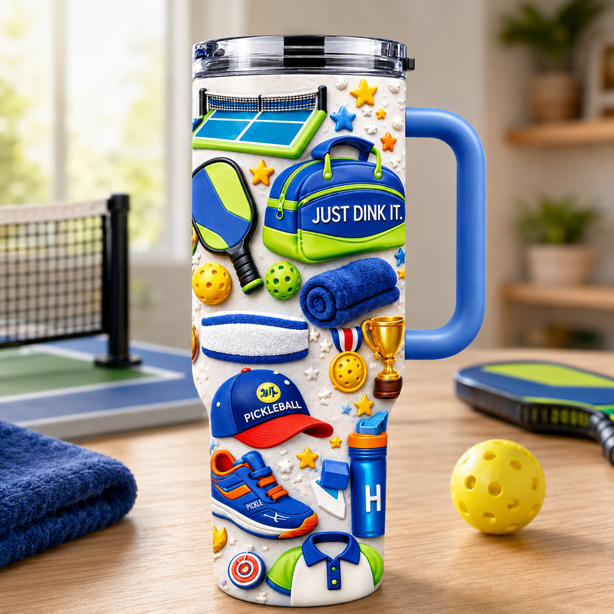 Personalized Pickleball Tumbler With Name, Custom Pickleball Travel Mug, Pickleball Lover Gift, Pickleball Player Cup, Sports Insulated Tumbler