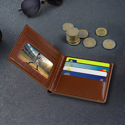 Personalised Eat Sleep Baseball Repeat PU Leather Men's Wallet with Name Father's Day Birthday Gift for Baseball Players Lovers