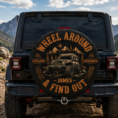 Personalized Off-Road Adventure Spare Tire Cover – Custom Name Overlanding Tire Cover for Jeep, SUV & RV