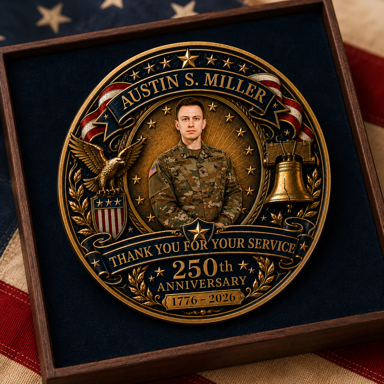 U.S. Veteran 250 Years Of Freedom Custom Photo - Personalized Coin