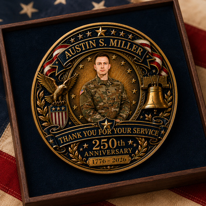 U.S. Veteran 250 Years Of Freedom Custom Photo - Personalized Coin