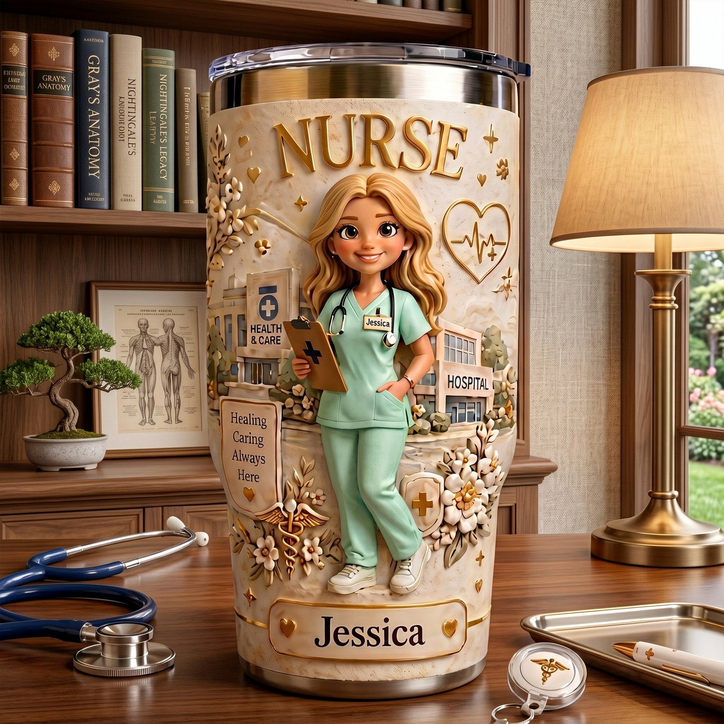 Personalized Nurse Tumbler – Custom Name & Photo Healthcare Gift For Nurses