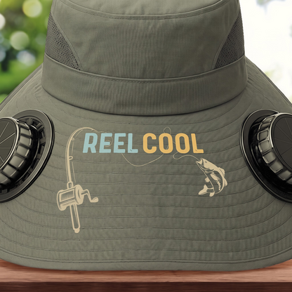 Custom Hat With Fans Solar Power - Personalized Birthday Fishing Gifts For Fisherman, Dad, Grandpa - Reel Cool Grandpa