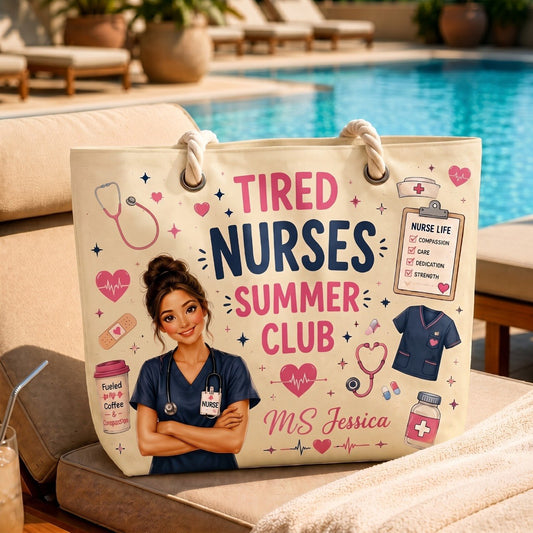 Personalized Nurse Summer Club Beach Bag – Custom Photo Nurse Tote Bag, Gift For Nurse