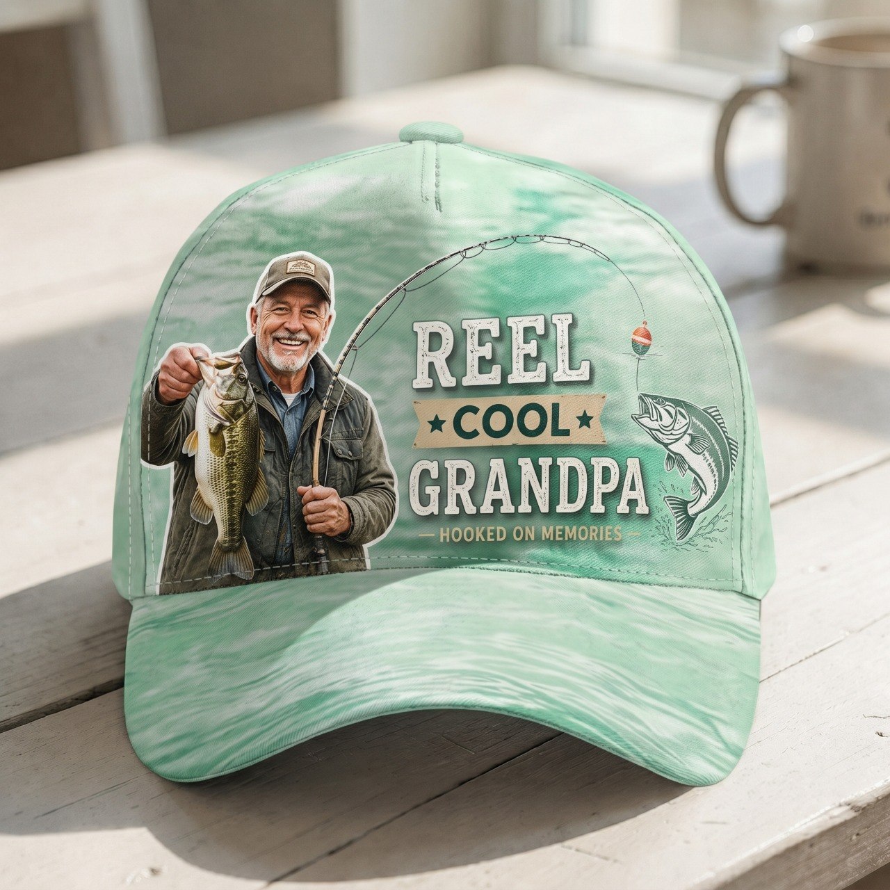 Personalized Reel Cool Dad Grandpa Fishing Photo Classic Cap – Custom Fisherman Hat Gift For Dad, Grandpa