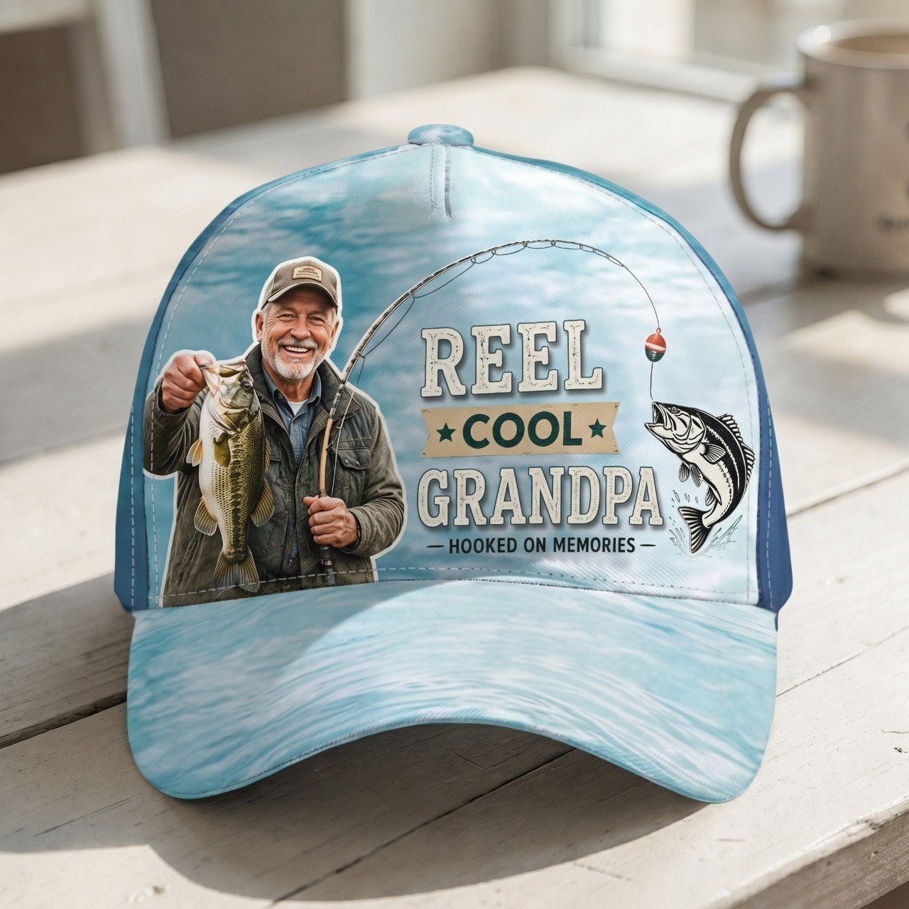 Personalized Reel Cool Dad Grandpa Fishing Photo Classic Cap – Custom Fisherman Hat Gift For Dad, Grandpa