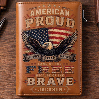 Personalized American Pride Pop-Up Wallet – Custom Name RFID Blocking Slim Leather Wallet, Patriotic Eagle & USA Flag Gift for Men, Veterans, Dad, Husband