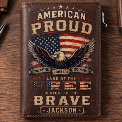 Personalized American Pride Pop-Up Wallet – Custom Name RFID Blocking Slim Leather Wallet, Patriotic Eagle & USA Flag Gift for Men, Veterans, Dad, Husband