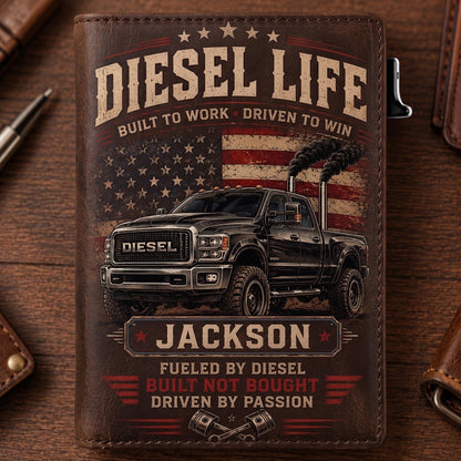 Personalized Diesel Life Pop-Up Wallet – Custom Name RFID Blocking Slim Leather Wallet, Diesel Truck Lover Gift for Dad, Husband & Pickup Enthusiasts