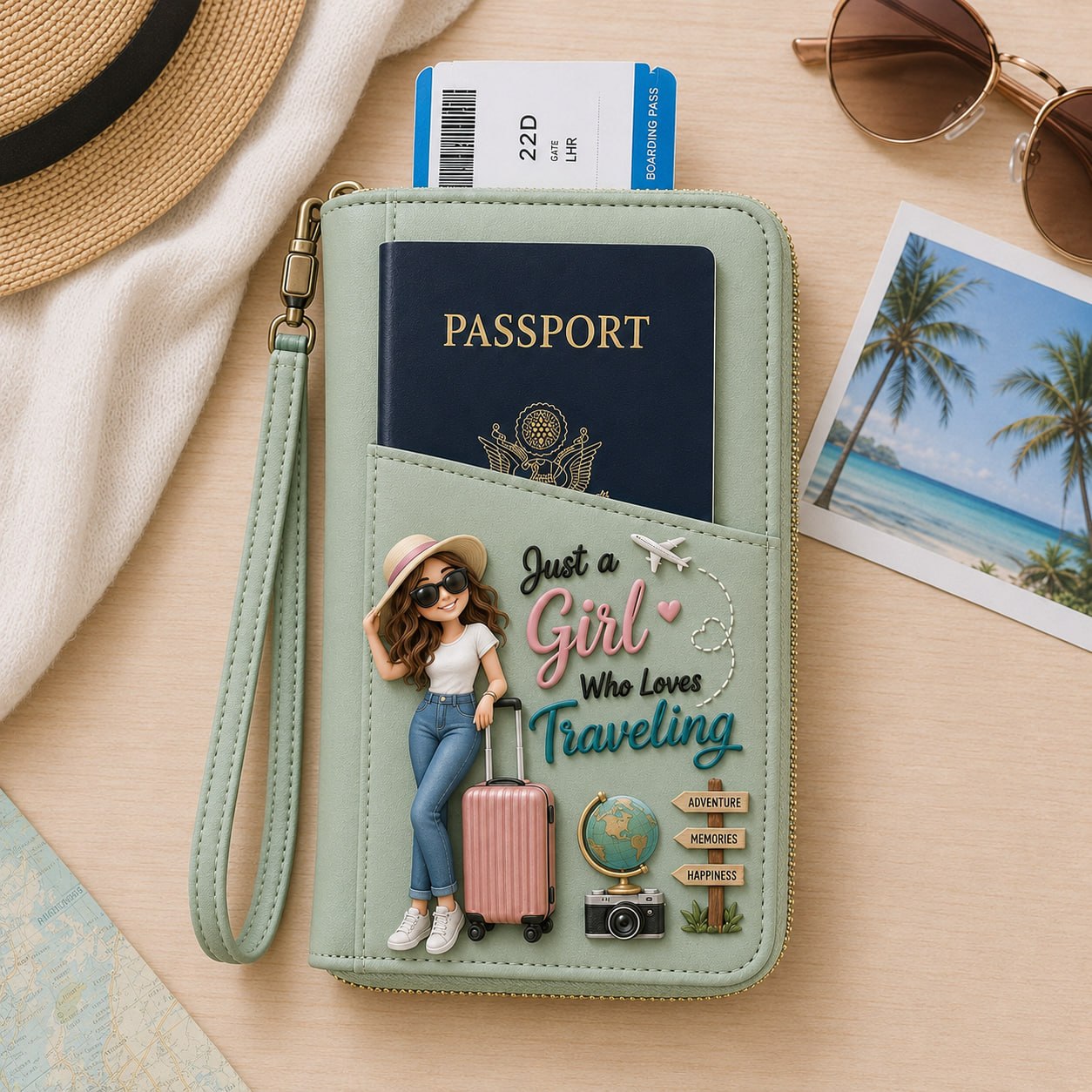 Just A Girl Who Loves Traveling Personalized Passport Holder Wallet – Custom Name Travel Organizer Gift for Her