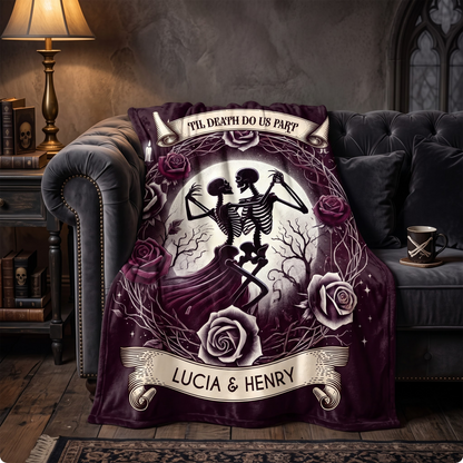 'Til Death Do Us Part' - Gothic Personalized Custom Blanket - Gift For Couples