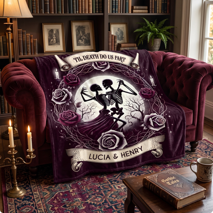 'Til Death Do Us Part' - Gothic Personalized Custom Blanket - Gift For Couples