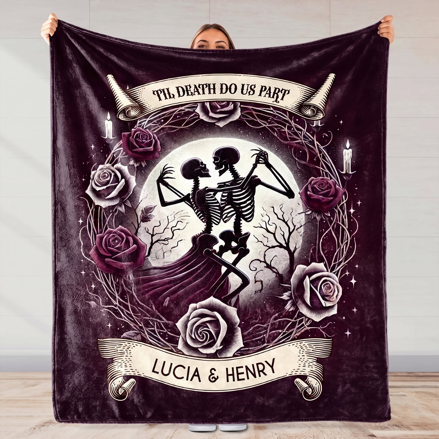 'Til Death Do Us Part' - Gothic Personalized Custom Blanket - Gift For Couples