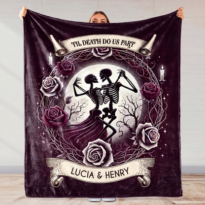 'Til Death Do Us Part' - Gothic Personalized Custom Blanket - Gift For Couples