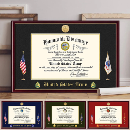 Custom Poster And Canvas Honorable Discharge Plaque. Military Award Available To All Military Branches Veteran Gift