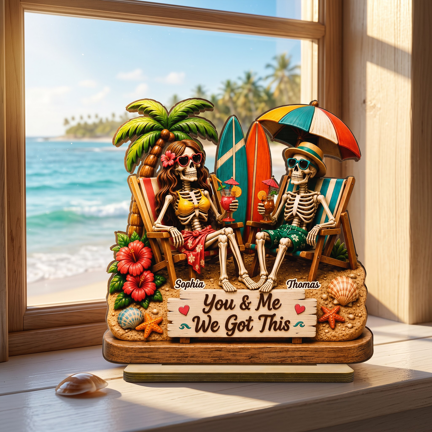 Perfect Summerween Couple Decoration - Personalized Wooden Plaque - Gift For Couple, Him, Her