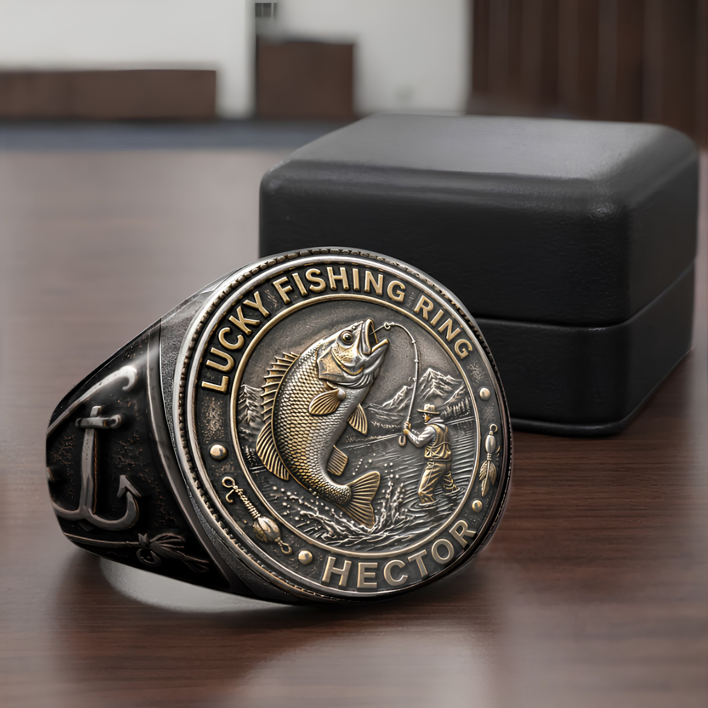Lucky Fishing Ring - Personalized Fishing Signet Ring