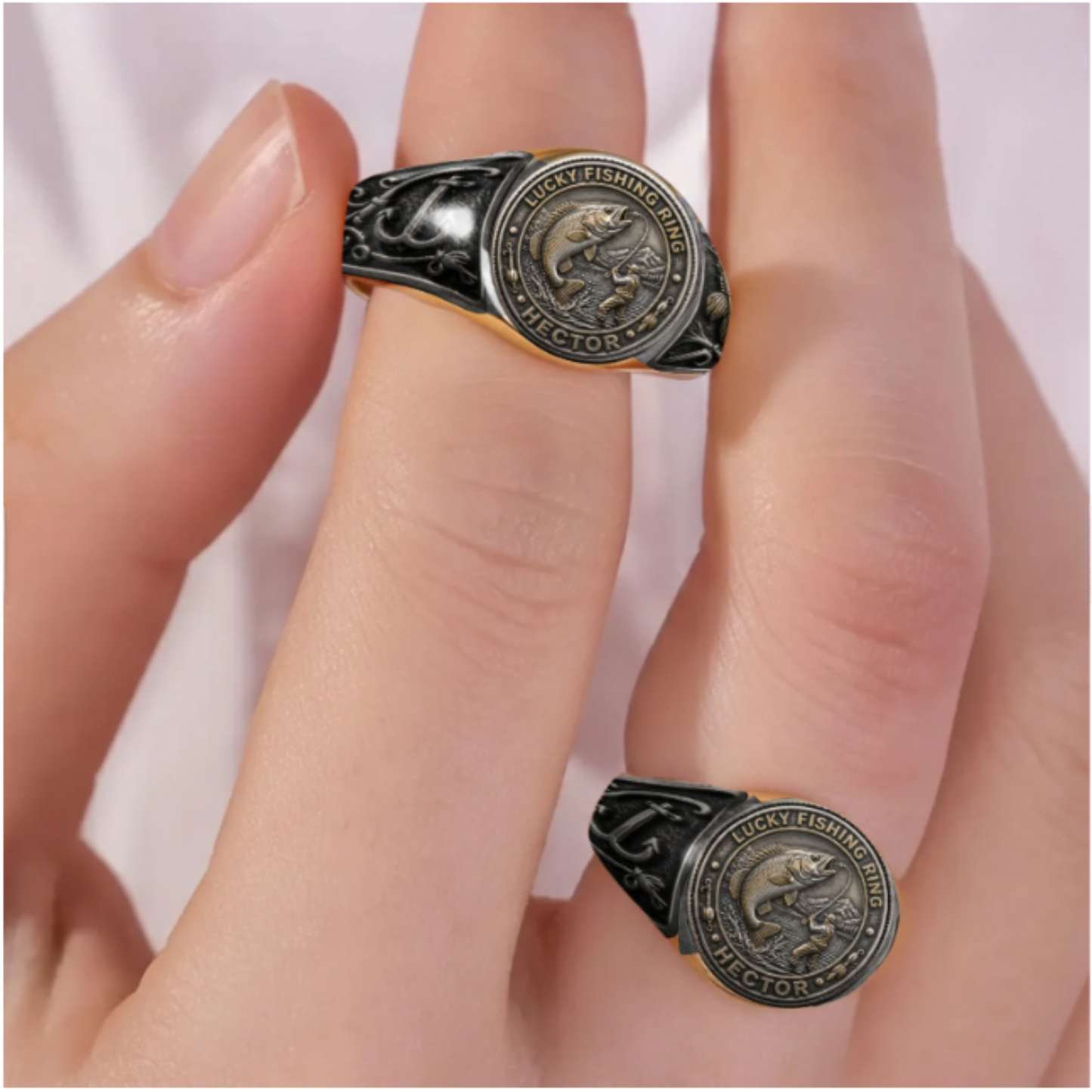Lucky Fishing Ring - Personalized Fishing Signet Ring