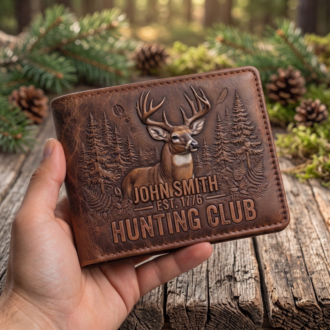 Legend Of The Wilderness - Personalized Hunter Leather Wallet