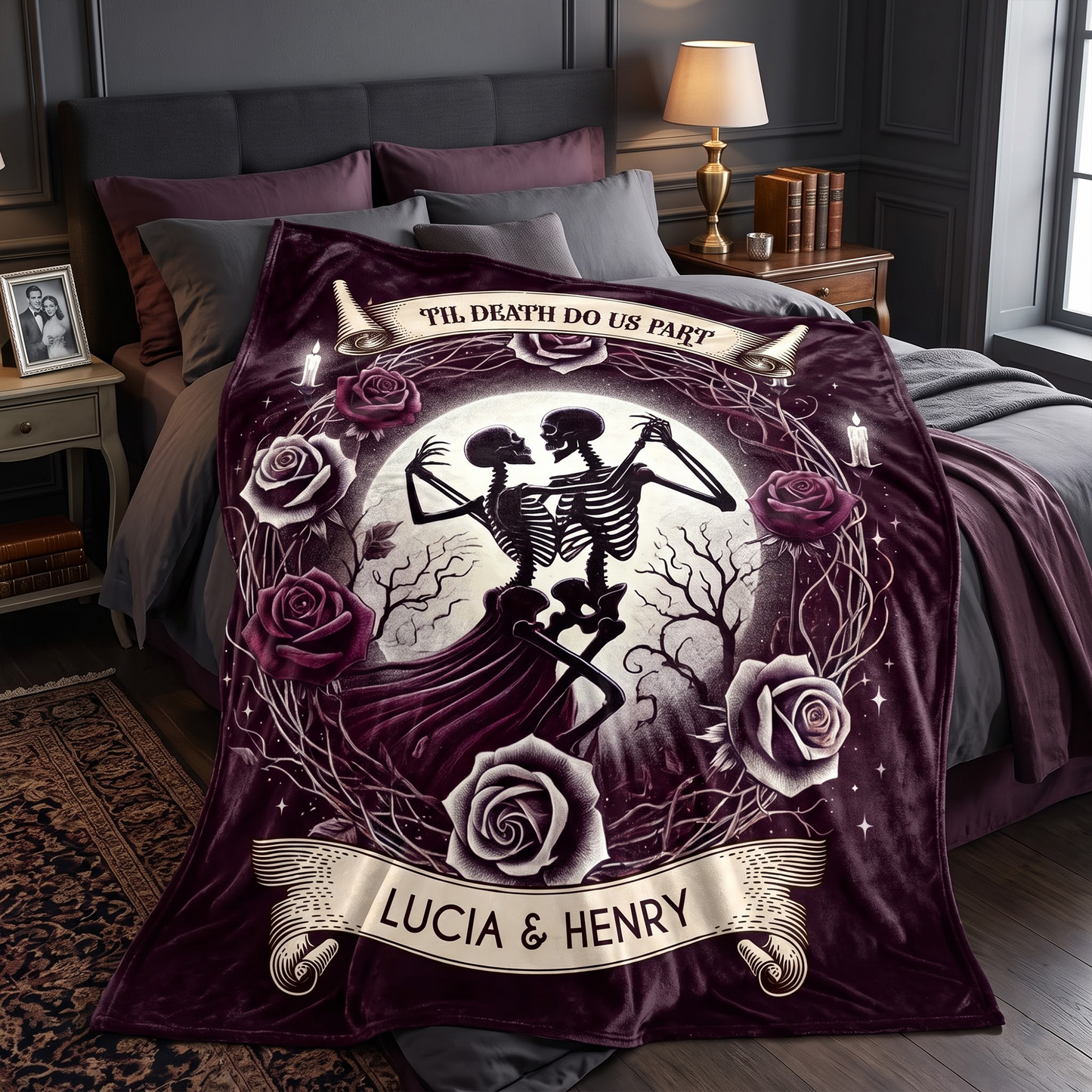 'Til Death Do Us Part' - Gothic Personalized Custom Blanket - Gift For Couples