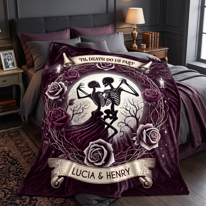 'Til Death Do Us Part' - Gothic Personalized Custom Blanket - Gift For Couples