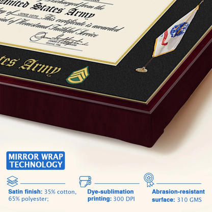 Custom Poster And Canvas Honorable Discharge Plaque. Military Award Available To All Military Branches Veteran Gift