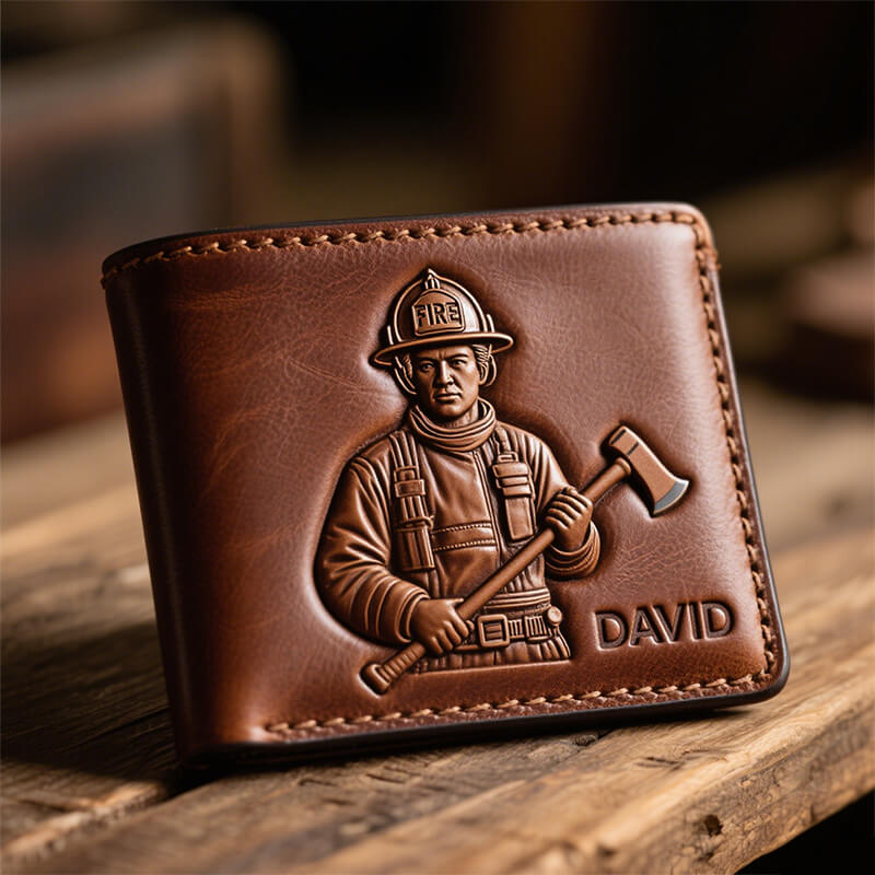 Personalized Firefighter Wallet Leather, Firefighter Retirement Gifts, Firefighter Graduation Gift, Firefighter Gift for Him